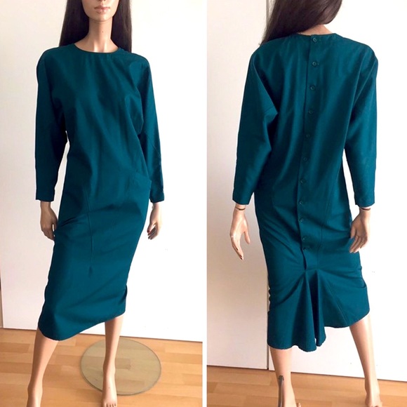 Vintage Dresses & Skirts - Paris France 1980s Classic Cut Vintage Wool Dress